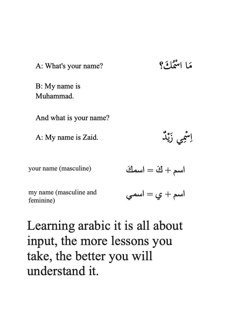Arabicle study card for the phrase What’s your name?